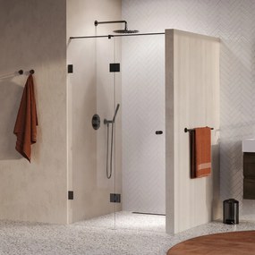 Brauer Void Carving profielloze nisdeur 120cm met draaideur 60cm aan glas gunmetal geborsteld PVD