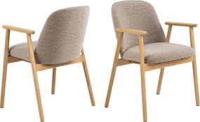 RODERIC Beige Latte (stof Monza 60) / gelakt eikenhouten frame – HOUTEN BOUCLÉ RETRO STOEL