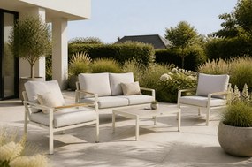 Stoel en Bank Loungeset 4 personen Aluminium Zand/Beige  Domani Furniture Leaf