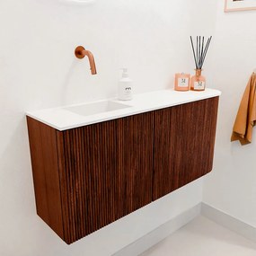 Mondiaz Joya 90cm toiletmeubel ronding rechts ruby met wastafel faye links zonder kraangat talc