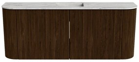 Mondiaz Joya DLux 105cm toiletmeubel ronding links/rechts walnut met wastafel faye midden zonder kraangat glace