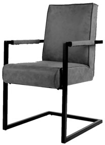 Eetkamerstoel - Andries - Lederlook Soft Antraciet - Met armleuning