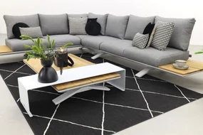 Suns Stockholm loungeset - White/teak - light antraciet