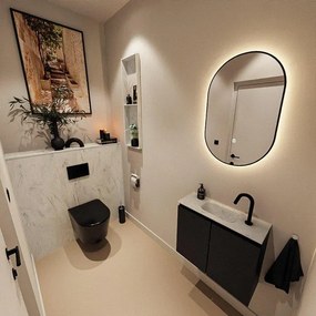 MONDIAZ TURE-DLUX 60cm toiletmeubel Urban. EDEN wastafel Opalo positie midden. Met 1 kraangat. TUREDX60URBM1OPA