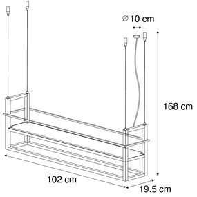 Eettafel / Eetkamer Industriële hanglamp beige 4-lichts - Cage Rack Industriele / Industrie / Industrial Binnenverlichting Lamp