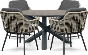 Tuinset Ronde Tuintafel 4 personen 125 cm Rope Grijs  Coco Antoni/Ancona