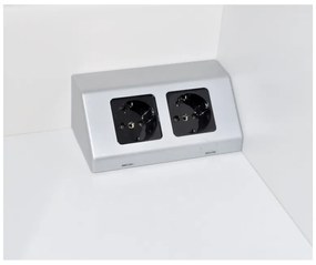 Inbouw / opbouw dubbele contactdoos zilvergrijs