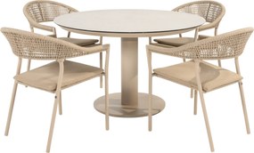 Sarah Sienna dining tuinset 120xH75 cm 5 delig latte keramiek Taste 4SO