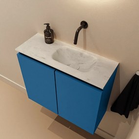 Mondiaz Ture DLux toiletmeubel 60cm jeans met wastafel opalo rechts zonder kraangat