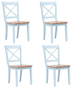 vidaXL Eetkamerstoelen 4 st massief rubberwood grijs lichthoutkleurig