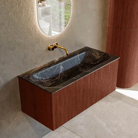 Mondiaz Kurve-dlux 100cm badmeubel ruby met 1 lade en wastafel big medium midden zonder kraangat lava