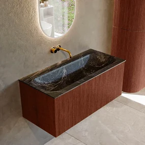 Mondiaz Kurve-dlux 100cm badmeubel ruby met 1 lade en wastafel big medium midden zonder kraangat lava