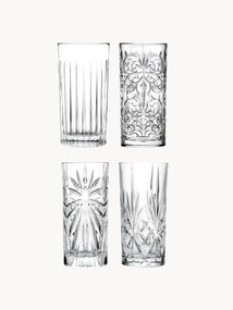 Kristallen longdrinkglazen Bichiera met reliëfpatroon, set van 4