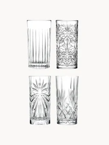 Longdrinkglazen Bichiera met reliëf, 4 stuks