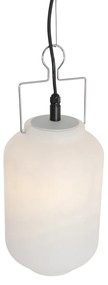 Buiten hanglamp wit 20 cm met stekker IP44 - Pion Modern E27 IP44 Buitenverlichting rond