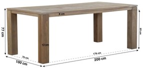 Tuinset 4 personen 200 cm Aluminium/rope Taupe Coco Sevilla/Brighton