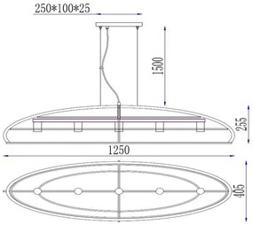 Lucide Dikra hanglamp 125cm 5x E27 zwart