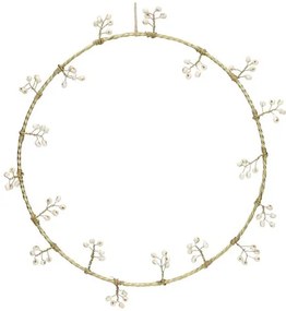Krans witte besjes, messing, 23 cm