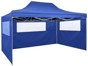 vidaXL Partytent met 3 zijwanden inklapbaar 3x4 m staal blauw