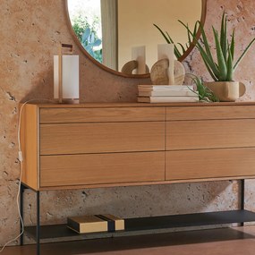 Lamp in massief eik en opaline, Fodéo