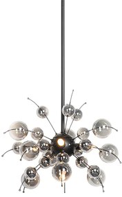 QAZQA Eettafel / Eetkamer Explode Design hanglamp zwart met smoke glas 4-lichts Design G9 Binnenverlichting Lamp