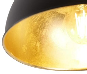 Industriële plafondlamp zwart met goud 28 cm - Magnax Industriele / Industrie / Industrial E27 rond Binnenverlichting Lamp