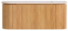 Lambini Designs Eleganza rond badmeubel 100cm acacia met ribbelfront en wastafel zonder kraangat