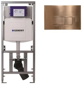 Geberit Inbouwreservoir UP320 met QeramiQ metal bedieningsplaat - dualflush - rechthoekige knoppen - metaal koper SW706197 0701131
