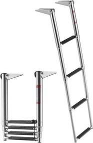 VEVOR Uitschuifbare bootladder, zwemtrap met 4 treden en antislip pedaal, drijvende dekladder met een draagvermogen van 408 kg voor toegang tot de achterzijde van de boot, telescopische ladder gemaakt van 304 roestvrij staal voor boten, steigers, pontons