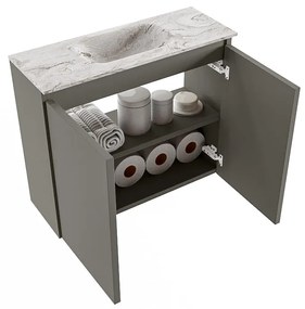 Mondiaz Ture DLux toiletmeubel 60cm smoke met wastafel glace midden zonder kraangat