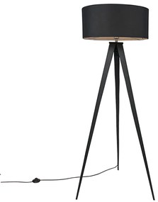 Smart vloerlamp zwart met zwarte kap incl. Wifi A60 - Ilse