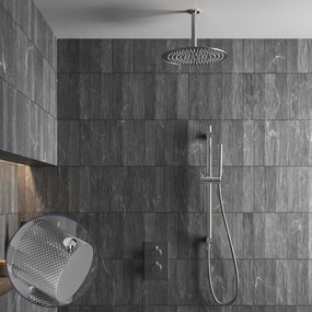 Saniclear Talpa Curved inbouw regendouche met 30cm hoofddouche, plafondarm en glijstang chroom