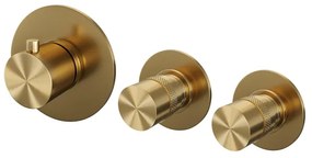 Brauer Gold Edition inbouwthermostaat - met inbouwdeel - 3 gladde knoppen - PVD - geborsteld goud 5-GG-088