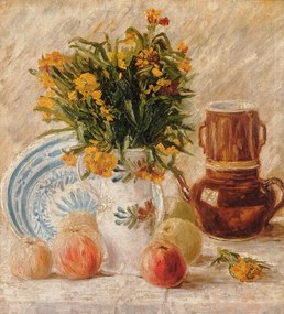 Vincent van Gogh - Kunstreproductie Vase with Flowers, Coffeepot and Fruit, (35 x 40 cm)