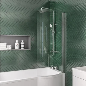 Eastbrook P-Shape badwand rechts 75x140cm chroom
