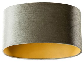 Velours lampenkap groen met gouden binnenkant ovaal 35/23/18