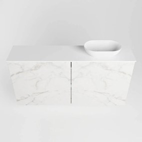 Mondiaz Fowy toiletmeubel 100cm Carrara met witte waskom rechts en kraangat