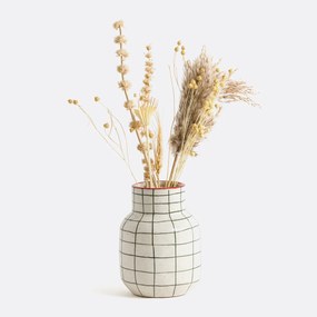 Vaas in keramiek met ruiten H14,4 cm, Neios