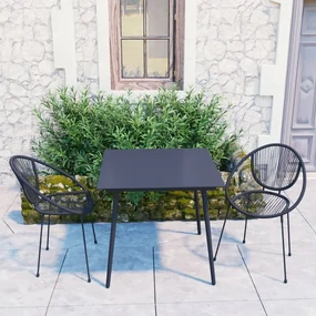 vidaXL 3-delige Tuinset PVC-rattan zwart