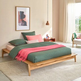 Bed in massief eik met lattenbodem Jucca