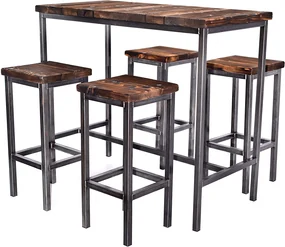 CHYRKA® Bartafel barkruk LS bartafel SAMBOR barmeubel loft vintage bar industrieel design handgemaakt hout metaal