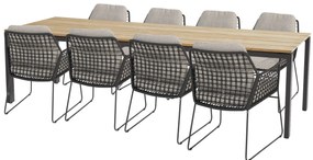 Taste by 4 Seasons Rhodos tuinset met Goa tuintafel teak blad 280 x 95 cm SALE Tuinset   houtkleur weerbestendig