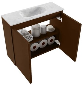 Mondiaz Ture DLux toiletmeubel 60cm rust met wastafel opalo midden met kraangat