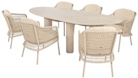 4 Seasons Outdoor Puccini tuinset latte met Estate tafel met keramisch blad 240 cm SALE beige weerbestendig