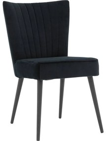 Goossens Eetkamerstoel Rob zwart velvet stof leuning, urban industrieel