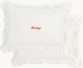 Katoenen kussenhoezen Holiday with Ruffles met ruches, 2-delig