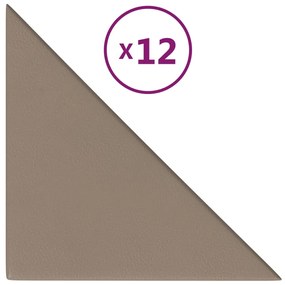 vidaXL Wandpanelen 12 st 1,08 m² 30x30 cm kunstleer cappuccinokleurig