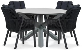 Tuinset Ronde Tuintafel 4 personen 130 cm Aluminium/rope Grijs Lifestyle Garden Furniture Verona/Orino