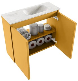 Mondiaz Ture DLux toiletmeubel 60cm ocher met wastafel ostra rechts met kraangat