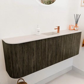 Mondiaz Joya DLux 125cm toiletmeubel ronding links/rechts shadow met wastafel faye midden 1 kraangat meli